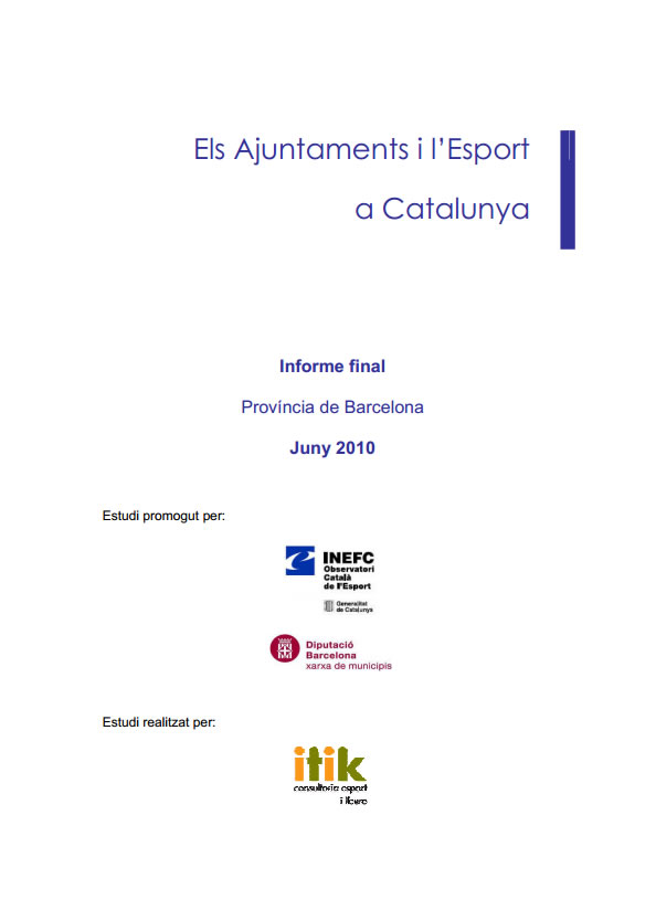 Diputació de Barcelona (2011). <br /><i>Els Ajuntaments i l'esport a Catalunya. Província de Barcelona</i>
